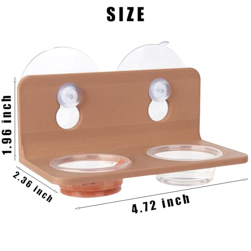 Crested Gecko Feeding Ledge with 10PCS Gecko Food Dish - Wooden - color: Wooden