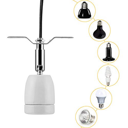 CHICIRIS 300W Lamp Socket, 360° Rotatable Heating Light Adjustable Bracket Kit with One-Button Switch, E26/E27 Ceramic Lamp Holder, for Aquarium, Lizard, Tortoise, Snake (Without