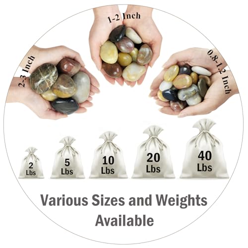 FANTIAN 5 lbs River Rocks Pebbles for Indoor Plants, Decorative Mixed Color River Rocks for Potted Plants Landscaping Fish Tank Patio Garden Vase Fountain and Outdoor Decorative Stones - size: 1-2 Inch, style: 5 Pounds