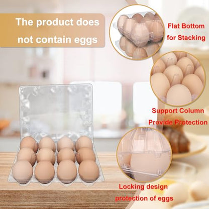 150 Pack Bulk Egg Cartons, Clear Plastic Chicken Egg Holders, Egg Tray Carton Holder for Home & Kitchen, Farm & Market Use, An Eco-Friendly Egg Storage Solution, 12 Grids - size: 150 Pack Egg Cartons 12 Grids 3x4