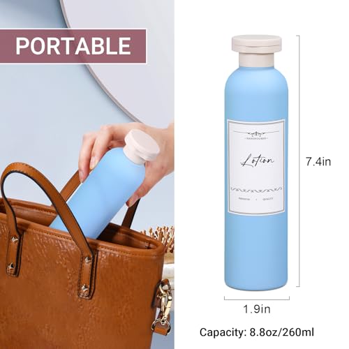Travel Shampoo Bottle, Empty Plastic Squeeze Bottles 8.8oz with Flip Cap, Lotion Container for Toiletries Travel Size Shampoo and Conditioner - color: Light Blue