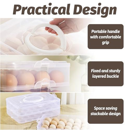 Egg Holder for 72 Eggs,3-Layer Plastic Egg Container,Deviled Egg Tray with Handle Lid,Devil Egg Holder for Refrigerator,Kitchen,Easter Party,Keep Fresh - size: 72 Eggs