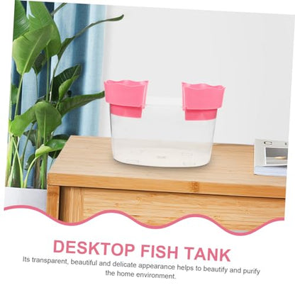 Small Plastic Fish Tank Clear Aquarium for Betta Turtles Reptiles Stylish Desktop Aquarium for Home Office Garden Decor Fish Supplies