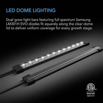 AC Infinity Heavy-Duty Large Humidity Dome 6x12 Germination Kit with Water-Proof Seedling Mat, Full Spectrum LED Grow Light Bars, Samsung LM301H EVO Diodes, Vented Extension Panels, for Seed Starting | Full Spectrum LED Grow Light Bars w/Samsung LM301H EV