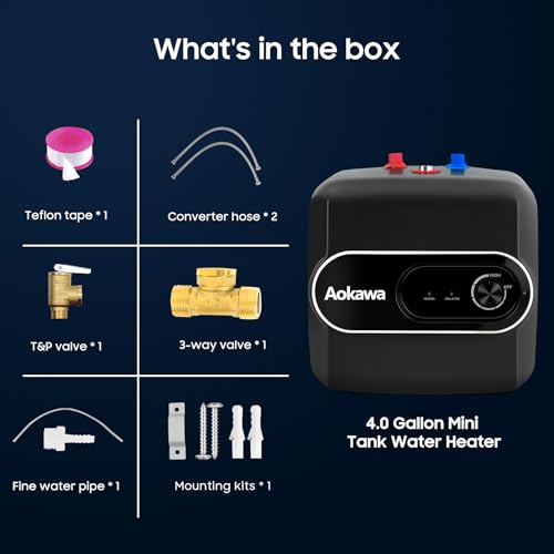 4.0-Gallon Electric Mini Tank Water Heater, 1500W Instant Under Sink Hot Water Heater, Compact Point-of-Use Design for Kitchen, Bathroom, RV, Wall or Floor Mount, Adjustable Temperature - style: 4.0 Gallon
