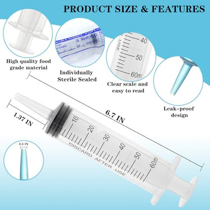 60ml Syringe with Cap, Syringes without Needle for Liquid, Scientific Labs, Measurement, Pet Feeding ,Ink Refilling ,Oil or Glue Applicator (3 Pack) - style: 60ml