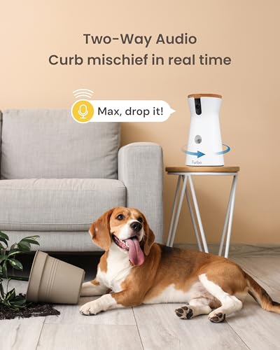 Furbo 360° Dog Camera [No Monthly Fee] | 360° Rotating Live View, Barking Alerts, Treat Toss, 2-Way Audio, Night Vision, Smart Home Puppy Monitoring, No AI Alerts - style: Dog 360° Camera