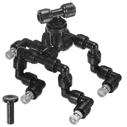 M METERXITY Reptile Mister Nozzles, 0.3mm Pore Copper 1/4" Four-Head Reptile Misting Spray Nozzle with Plug for Terrarium/Vivarium, 360 Degree Adjustable Detachable Nozzles [Black]