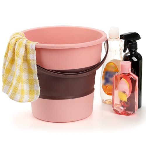 Noamus 3 Pack 2.6 Gallon Collapsible Plastic Bucket, 10L Foldable Round Tub with Handle, Folding Portable Fishing Water Pail, Space Saving Outdoor Waterpot for Garden Camping Car Mop Cleaning Beach