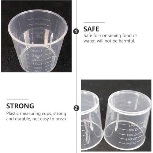 100 Pcs Reusable Washable Measuring Cups Multifunctional Scale Bowls for Reptile Feeding and Storage, White Plastic Containers Suitable for Lizards and Crawling Pets