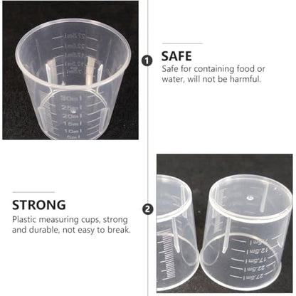 100 Pcs Reusable Washable Measuring Cups Multifunctional Scale Bowls for Reptile Feeding and Storage, White Plastic Containers Suitable for Lizards and Crawling Pets