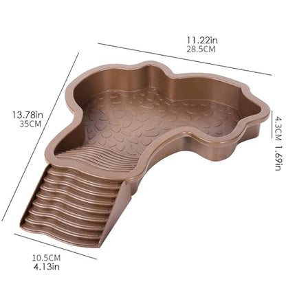 Reptile Water Pool Aquarium Ornament | Turtle Soaking Tub with Ladder Turtle Pool Scenery for Gecko, Turtle, Bearded Dragon, Aquatic Climbing Pet, Amphibians - color: Red Brown