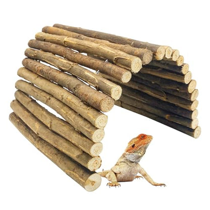 BNOSDM 18.89"x 12.99" Reptile Hideout Wooden Bridge Lizard Hide Caves Bearded Dragon Habitat Accessories for Gecko Snake Frog Chameleon Iguana Tortoise