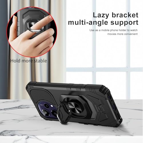 for Cricket Icon Pro SN512C 2026 Robotic Ring Stand Hybrid Cover Phone Case + Extreme Band (Black) - color: Black