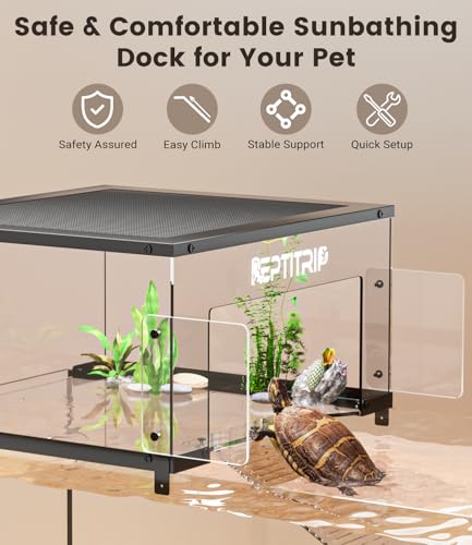 Turtle Basking Platform for 18-19 Inchs Wide Aquariums - Last Long Stainless Steel Supports & Mesh, Non-Slip Ramp for Aquatic Turtles, Turtle Tank Accessories (Extra Large) - size: Fit 18-19 Inchs Wide