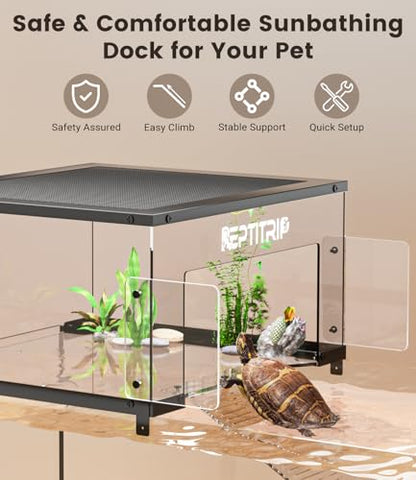 Turtle Basking Platform for 18-19 Inchs Wide Aquariums - Last Long Stainless Steel Supports & Mesh, Non-Slip Ramp for Aquatic Turtles, Turtle Tank Accessories (Extra Large) - size: Fit 18-19 Inchs Wide