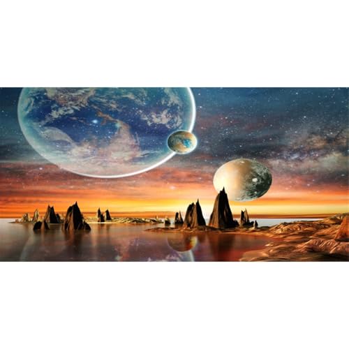 48x18 in Space Aquarium Backdrop Galaxy Planet Earth Fish Tank Background - size: 48x18in/120x45cm