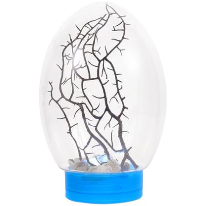 Closed Aquatic Ecosystem Mini Fish Tank with LED Light, Blue Base, Spherical Desktop Aquarium for Home Decor and Plant Terrarium
