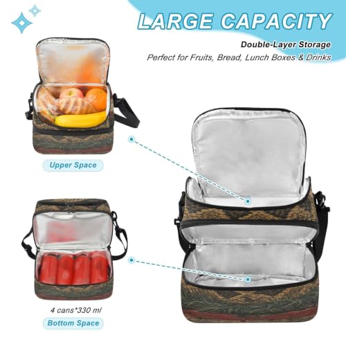 Emelivor America Snake Insulated Lunch Bag Tote Organizer for Student | 8L Double Deck,Large Lunch Box with Shoulder Strap,Thermal Meal Prep Cooler,Suitable for School Work Picnic Office Travel