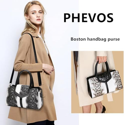 3 Compartment Satchel Purse Top Hnadle Bags Hobo Handbag for Women | Multi Compartment,Medium,Leopard Print Faux Fur,Detachable Shoulder Crossbody Strap,Work Office Daily,High elasticity base - color: M Black White