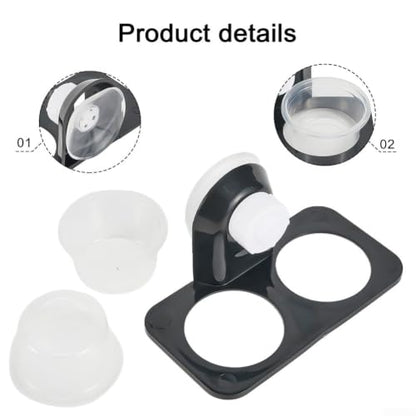 ABS Terrarium Feeder Bowl and Water Dish Rack for Reptiles, Wall Mounted Holder Fits Glass or for acrylic Tanks, Stable and Space Saving, Detachable Design for Easy Cleaning(Double boxes-Suction cup) - size: Double boxes-Suction cup