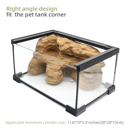 Reptile Hide Shale Scape Step Ledge Backdrop, Reptile Corner Rock Basking Platform Cave Hideout Tank Accessories Decorations, Great for Reptiles, Amphibians, Leopard Gecko, Snake, Frogs, Turtle - style: Medium-9.6*4.9*4.9