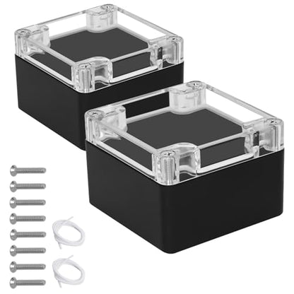 Junction Box with Clear Cover IP65 Waterproof Project Box Dustproof ABS Plastic Electrical Project Boxes Universal Enclosure, Black 3.2"x 3.1"x 2.2"(83x81x56mm)(Pack of 2) - color: 2 packs, size: 3.2"x 3.1"x 2.2"