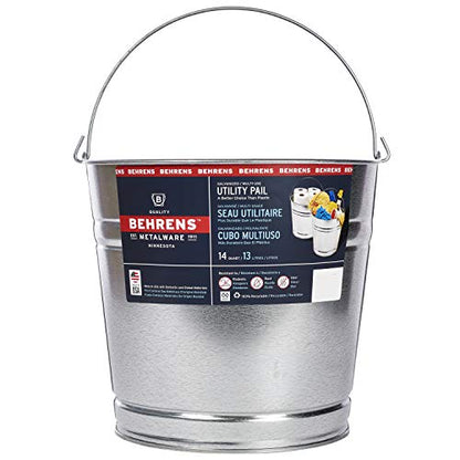 Behrens Galvanized Steel Utility Pail 14-Quart - size: 14-Quart, style: Galvanized