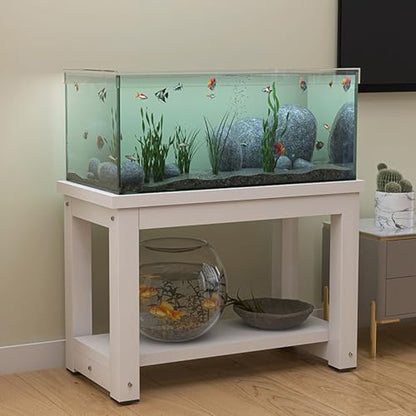 Multifunctional 2-Layer Fish Tank Stand, Easy Assembly Aquarium Rack, Stylish Floor-Standing Terrarium for Home/Office, White, 60x40cm (23.6x15.7in),White,60x40cm/23.6x15.7in