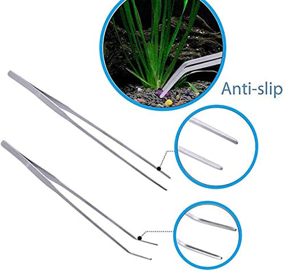 15in Aquascaping Tools, 4 in 1 Long Aquarium Tweezers Scissors Spatula, Stainless Steel Aquatic Plants Aquascaping Tools Set for Fish Starter Kits, Aquariums Tank and Terrarium