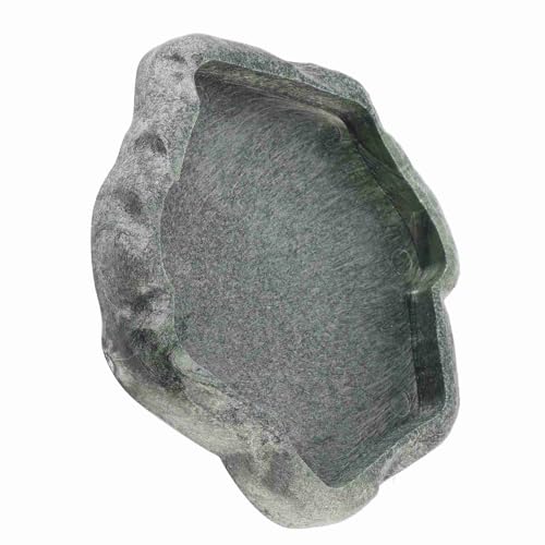 Pssopp Reptile Feeder Bowl, ABS Resin Rock Design Water Dish, Shallow Food Bowl with Smooth Surface Easy to Clean, for Lizard Gecko Bearded Dragon Terrarium Use (Small) - size: Small