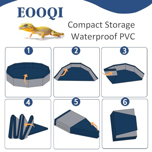 Eooqi Foldable Bearded Dragon Bathtub, Gray 19 x 3.5 in Reptile Pool | Collapsible Portable Hard-Side Small Pet Water Tub for Bearded Dragons, Hedgehogs & Hamsters - color: Gray