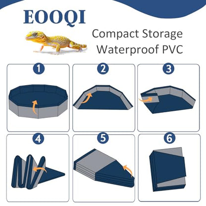 Eooqi Foldable Bearded Dragon Bathtub, Gray 19 x 3.5 in Reptile Pool | Collapsible Portable Hard-Side Small Pet Water Tub for Bearded Dragons, Hedgehogs & Hamsters - color: Gray