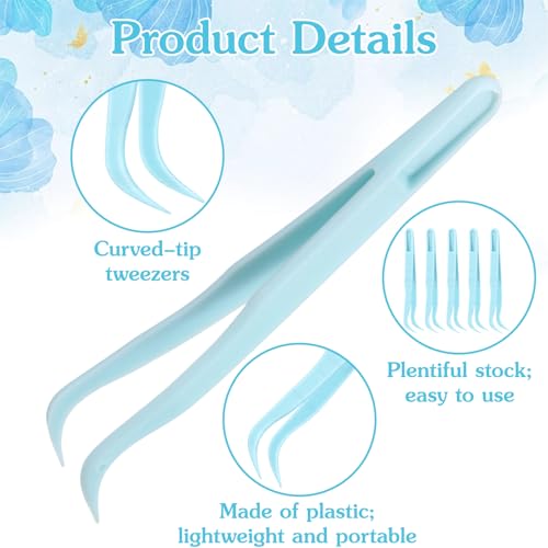 HaiFafafaing 20 Pcs Tweezers for Crafting, 4.5 Inch Bent Tip Plastic Tweezers for Crafts, Jewelry Making, Baking Decoration, Reptile Feeding