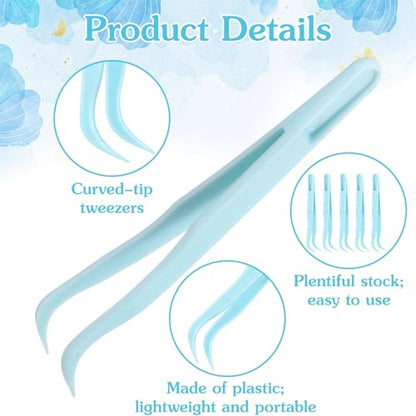 HaiFafafaing 20 Pcs Tweezers for Crafting, 4.5 Inch Bent Tip Plastic Tweezers for Crafts, Jewelry Making, Baking Decoration, Reptile Feeding