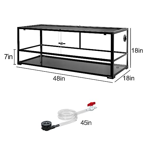 REPTIZOO 67 Gallon Large Turtle Tank Aquarium, 48"×18"×18" Tortoise Habitat Water-Land Ecological Turtle Tank with Drainage System Aquatic Aquarium - size: 48"×18"×18"