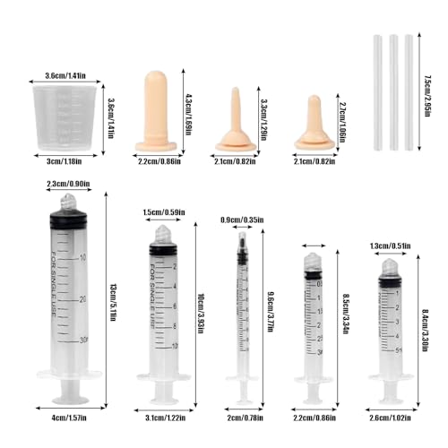 Suxgumoe Pet Feeding Bottle Set, Feeding Silicone Nipple with Bottle and Syringes, Reusable Pet Nursing Kits Feeding Tools for Rabbits, Small Animals (3 Nipples+5 Syringes + 1 Measuring Cup) - color: 3 Nipples+5 Syringes + 1 measuring cup