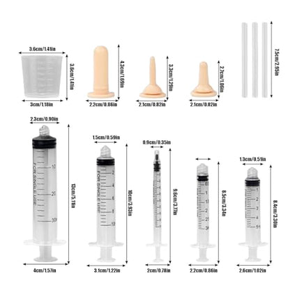 Suxgumoe Pet Feeding Bottle Set, Feeding Silicone Nipple with Bottle and Syringes, Reusable Pet Nursing Kits Feeding Tools for Rabbits, Small Animals (3 Nipples+5 Syringes + 1 Measuring Cup) - color: 3 Nipples+5 Syringes + 1 measuring cup