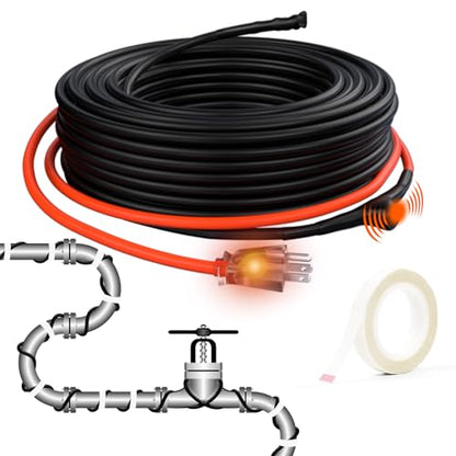 HEATIT 20ft Self-Regulating Pipe Heating Cable for Pipe Freeze Protection | For residential and commercial use, built-in thermostat operates only when temperatures approach freezing. - style: 20 ft