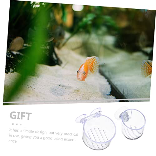 Toddmomy 4Pcs Aquarium Plant Cups with Suction Holders Red Worm Bloodworm Feeder Fish Tank Feeding Dish for Aquatic Plant Care and Fish Feeding Acrylic Easy Clean