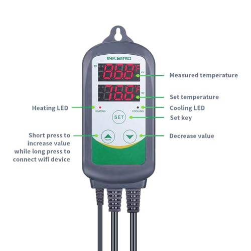 Inkbird WiFi ITC-308 Digital Temperature Controller Thermostat | Remote Monitoring Controlling for Home Brewing Fermentation Breeding Incubation Greenhouse - size: WiFi ITC-308