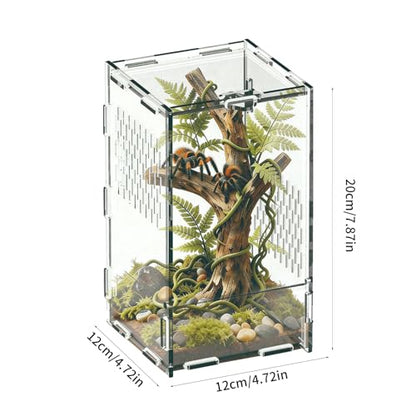 Transparency Reptiles Container Box Terrarium with Front Opening Door Breeding Box for Home Travel Amphibian Display Small Pet Habitat Cage