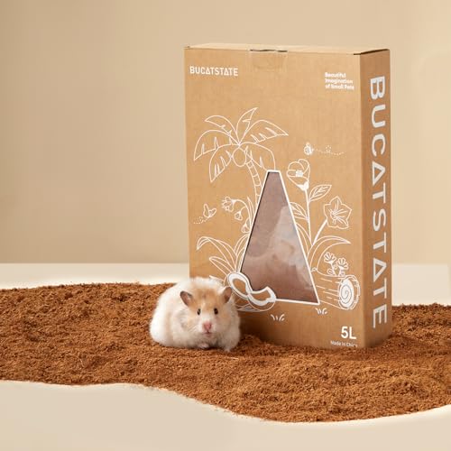 BUCATSTATE 5L Natural Coco Fiber Hamster Bedding | Soft Natural Coco Fiber Substrate for Small Pets & Dwarf Syrian Hamsters, Gerbils, Mice, Low-dust Hamster Hamsters