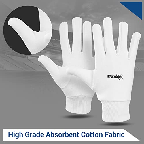 SPORTAXIS 100% Cotton Inner Gloves for Cricket Batting and Wicket Keeping - Comfortable, Breathable, and Durable - White, Full Coverage for Enhanced Protection - Lightweight