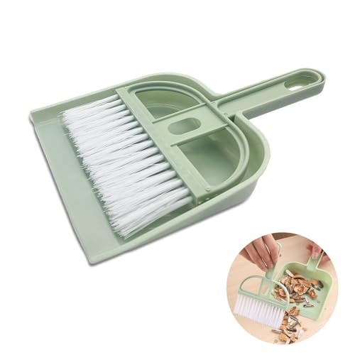 Mini Dustpan and Brush Set, Portable Exquisite Pet Waste Cleaning Kit, Hamster Sand Scooper Cage Cleaning Tool for Small Pets Hamsters Guinea Pigs Hedgehogs Chinchillas Rabbits(Green)