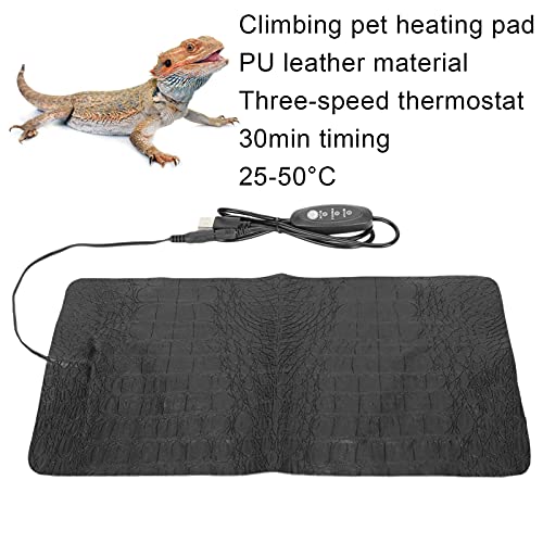 Pssopp USB Reptile Anti‑Scratch Heating Pad Reptile Heat Pad Temperature Adjustable Under Warmer Heating Mat for Small Animals(L)