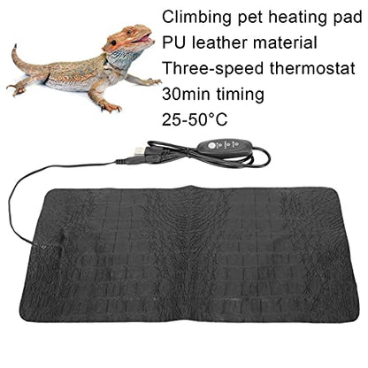Pssopp USB Reptile Anti‑Scratch Heating Pad Reptile Heat Pad Temperature Adjustable Under Warmer Heating Mat for Small Animals(L)