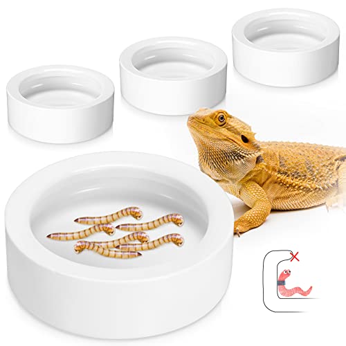 4 Pcs Reptile Bowl Food Dish Reptile Water Food Feeding Dish Ceramic Worm Pet Bowl Anti Escape Feeder for Lizard Anoles Chameleon Bearded Dragon Hermit Crab(2.71 Inch) - size: 2.71 Inch