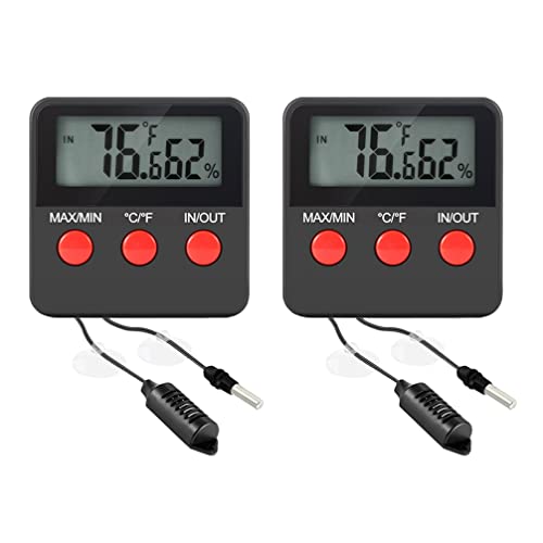 POPETPOP 2sets Digital Thermometer Hygrometer for Reptile Boxes Accurate Humidity Measurement for Turtle and Lizard Tanks Display for Incubation Monitoring