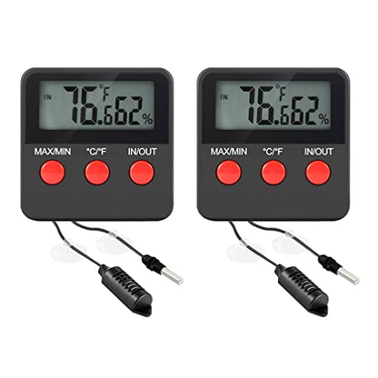 POPETPOP 2sets Digital Thermometer Hygrometer for Reptile Boxes Accurate Humidity Measurement for Turtle and Lizard Tanks Display for Incubation Monitoring